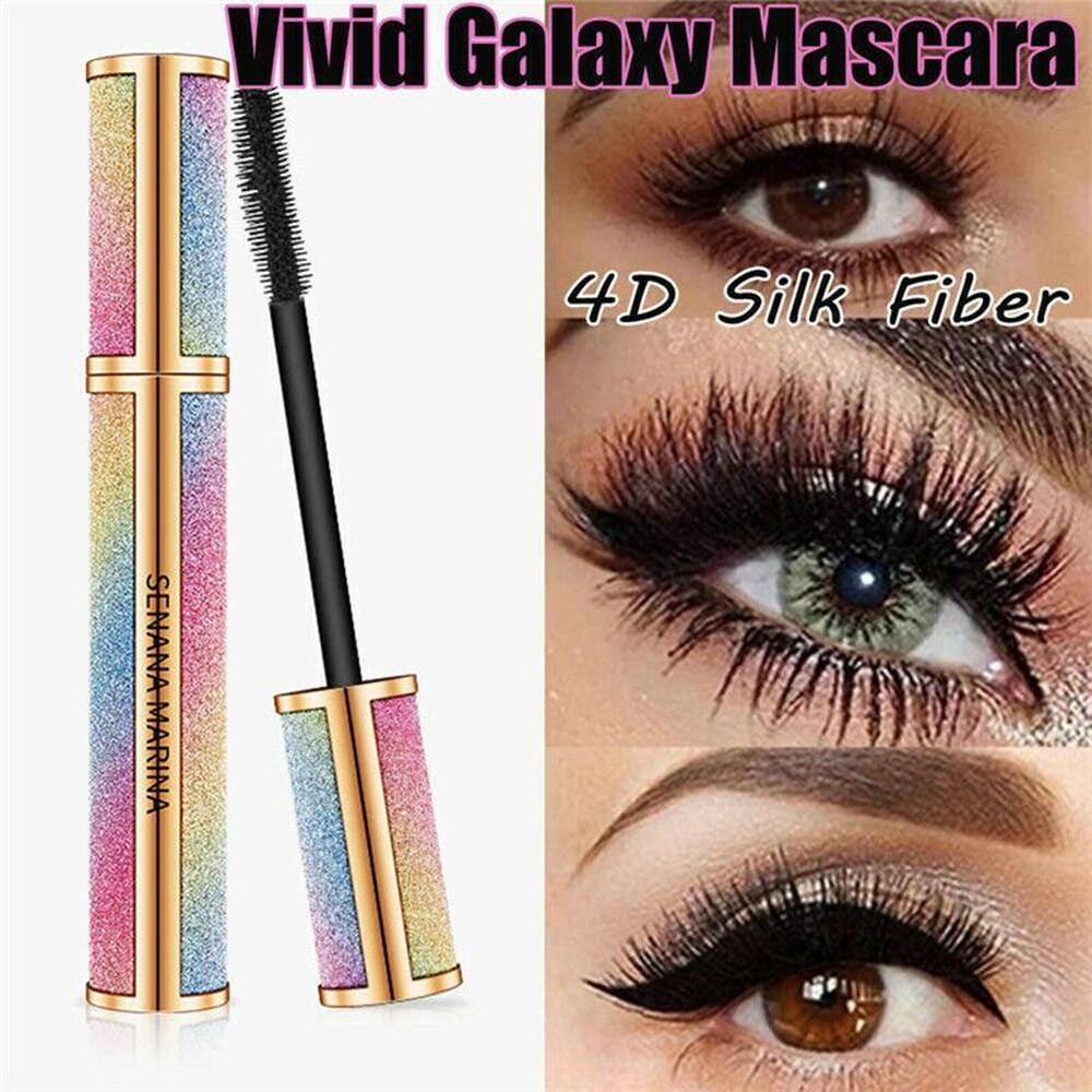 2 Pk 4D Silk Fiber Mascara – Waterproof, Thick Long Lashes, Vivid Galaxy Effect